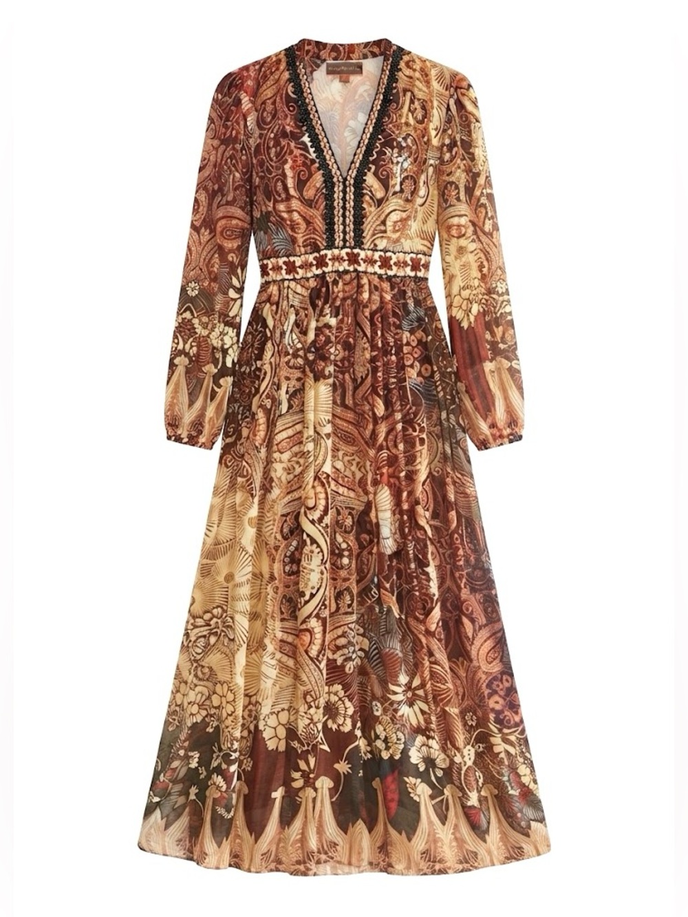 Anthropologie Bhanuni by Jyoti Embroidered Beaded Long Sleeve Maxi Dress NWT 2